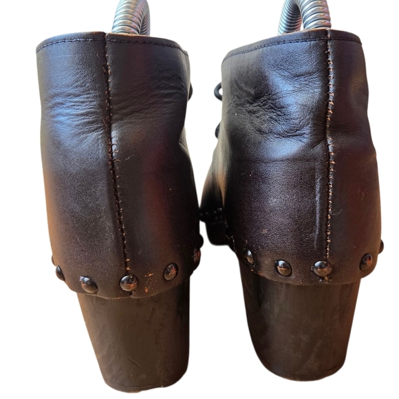 Unbranded Made In France Wooden Ankle Leather Boho Fall Winter Boots Black Sz 6 - Picture 6 of 13